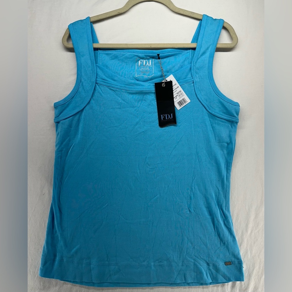FDJ French Dressing Blue Tank Top Womens Size Large NEW